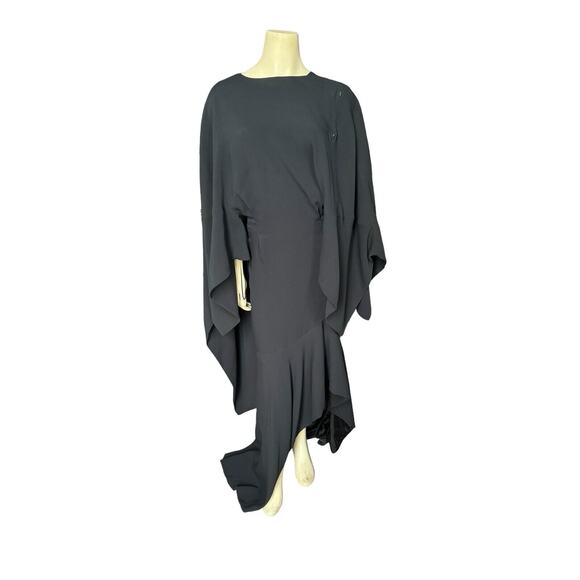 €4065 TOM FORD Black Silk Overlay Dress 38 S Draped Lace Up Avant Garde Gown - Picture 1 of 16